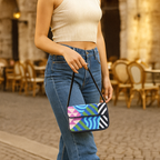 Luxury Handmade Colorful Beaded Shoulder Bag – Geometric Abstract Pattern Purse