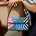Luxury Handmade Colorful Beaded Shoulder Bag – Geometric Abstract Pattern Purse