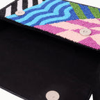 Luxury Handmade Colorful Beaded Shoulder Bag – Geometric Abstract Pattern Purse