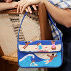 Luxury Handmade Beaded Shoulder Bag – Beach Scene Summer Pattern Purse