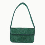 Luxury Handmade Beaded Shoulder Bag – Green Geometric Pattern Purse