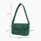 Luxury Handmade Beaded Shoulder Bag – Green Geometric Pattern Purse