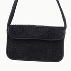 Luxury Handmade Beaded Shoulder Bag – Black Geometric Pattern