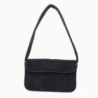 Luxury Handmade Beaded Shoulder Bag – Black Geometric Pattern
