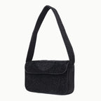 Luxury Handmade Beaded Shoulder Bag – Black Geometric Pattern