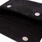 Luxury Handmade Beaded Shoulder Bag – Black Geometric Pattern