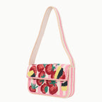 Luxury Colorful Beaded Shoulder Bag – Pink Strawberry Design Handcrafted Evening Purse