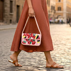 Luxury Colorful Beaded Shoulder Bag – Pink Strawberry Design Handcrafted Evening Purse