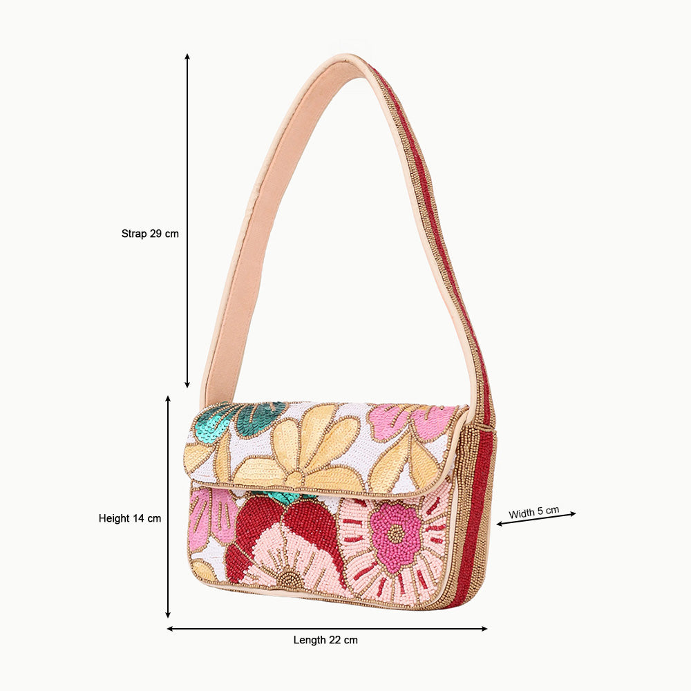 Luxury Colorful Floral Beaded Handbag – Designer Women’s Shoulder Bag