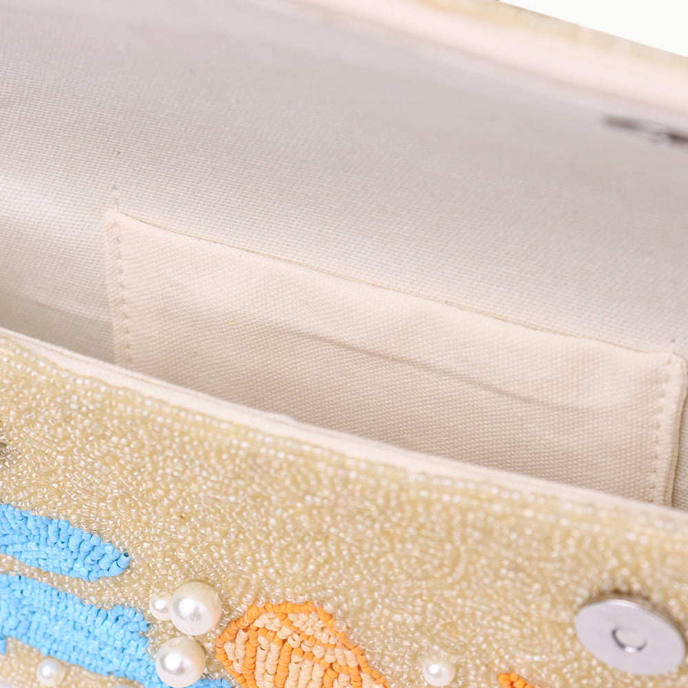 Luxury Colorful Beaded Shoulder Bag with Seashell & Starfish Design