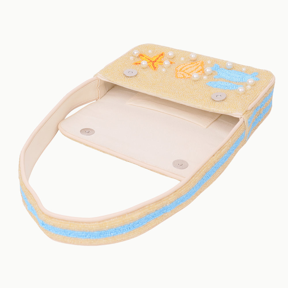 Luxury Colorful Beaded Shoulder Bag with Seashell & Starfish Design