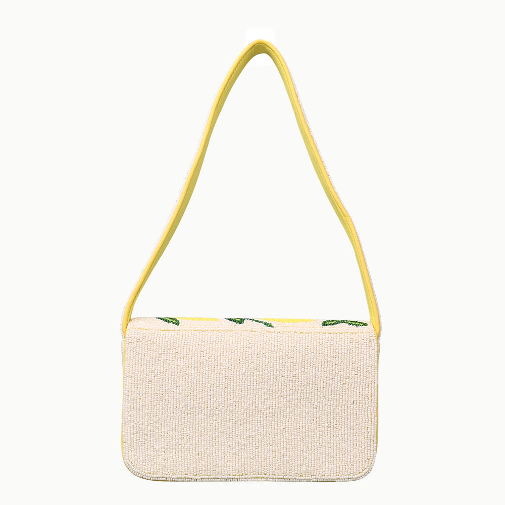 Handmade Beaded Shoulder Bag – Lemon Fruit Design, Summer Tote Purse for Women