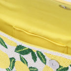 Handmade Beaded Shoulder Bag – Lemon Fruit Design, Summer Tote Purse for Women