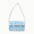Luxury Handmade Beaded Shoulder Bag – Blue & White Zebra Pattern Designer Purse for Women