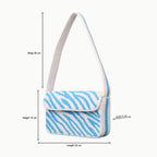 Luxury Handmade Beaded Shoulder Bag – Blue & White Zebra Pattern Designer Purse for Women