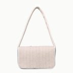 Handmade Beaded Shoulder Bag – White & Blue Fish Pattern with Embroidery Detailing