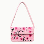 Handmade Pink Beaded Shoulder Bag with Floral Embroidery – Stylish Women’s Purse