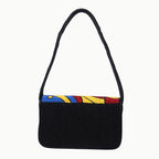 Handmade Beaded Shoulder Bag – Multicolor Geometric Pattern | Black Strap Women’s Handbag